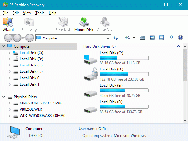 Disk data recovery free